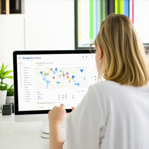 Analyzing Local SEO Data for Google Profile Optimization Person reviewing Google Maps analytics on computer screen