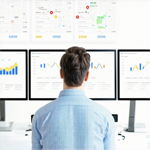 Person reviewing SEO and Google Maps analytics on screens