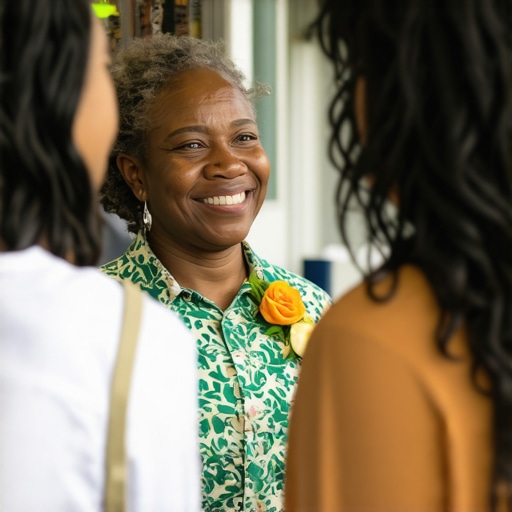 Business owner connecting with community at local event