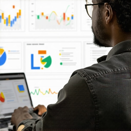 Person analyzing Google Profile and SEO data on a laptop.