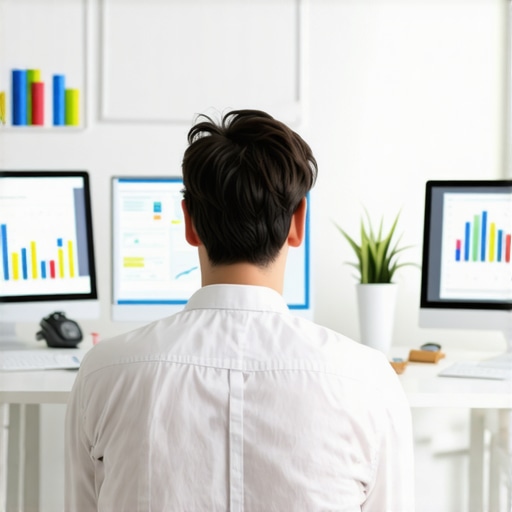 Future of Local SEO with AI and Data Analytics Expert analyzing local SEO data and AI tools in an office environment