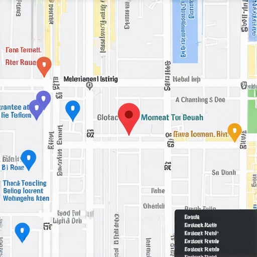 Digital map highlighting local business schema markup for enhanced visibility