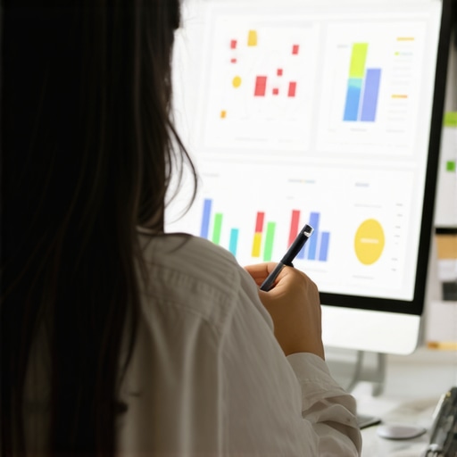 Person managing local SEO with digital tools and charts.