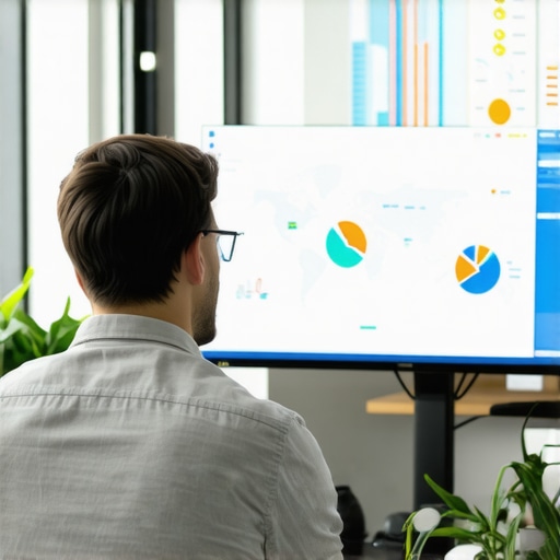 Person working on local SEO data analysis with maps and graphs