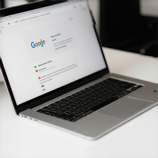 Business owner working on optimizing Google My Business profile on a laptop with SEO analytics tools