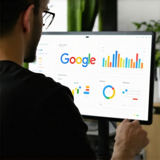 Optimizing GBP with Analytics Business owner updating Google Profile with analytics insights