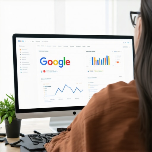 Person working on Google Business Profile optimization on a desktop with analytics