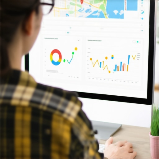 Analyzing Local SEO Data A person reviewing maps pack and GBP analytics on a laptop, highlighting data for rankings improvement.