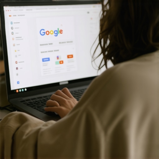 Person updating Google My Business profile on laptop with checklist