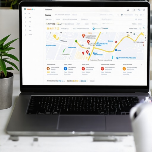 Person analyzing local SEO analytics on a laptop with Google Maps