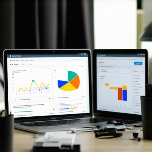 Laptop displaying local SEO analytics with various tools open