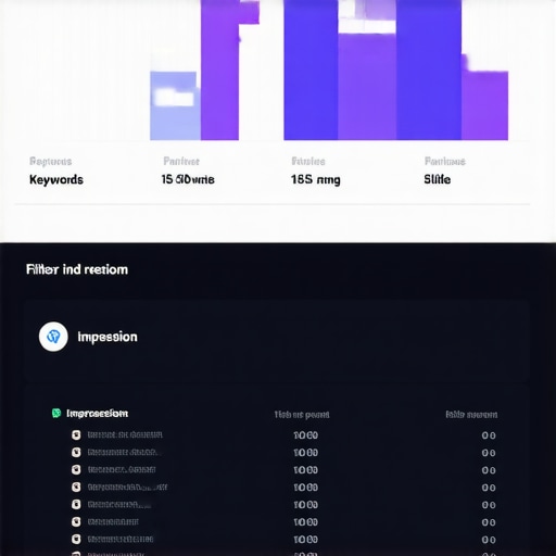 Search Console dashboard highlighting filtered keyword impressions and click-through rates