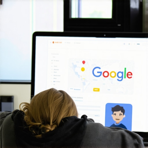 Person editing Google profile on laptop showing map settings