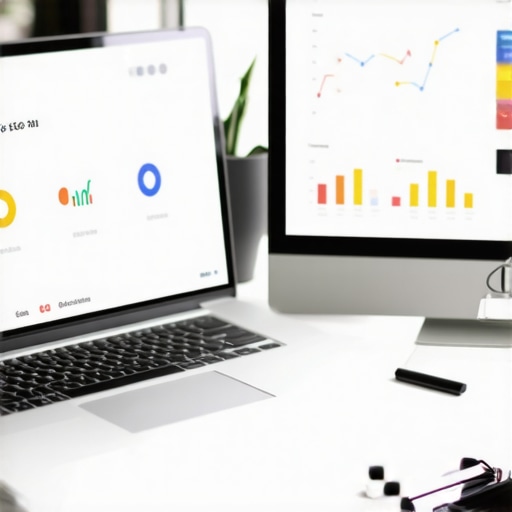 Workspace with laptop and mobile showing local SEO analytics